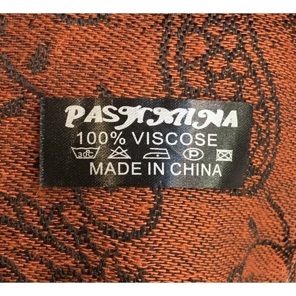 Pashmina Paisley Rectangular Wrap Scarf Fringed Shawl Luxury Burgundy Red Cozy - Picture 5 of 5